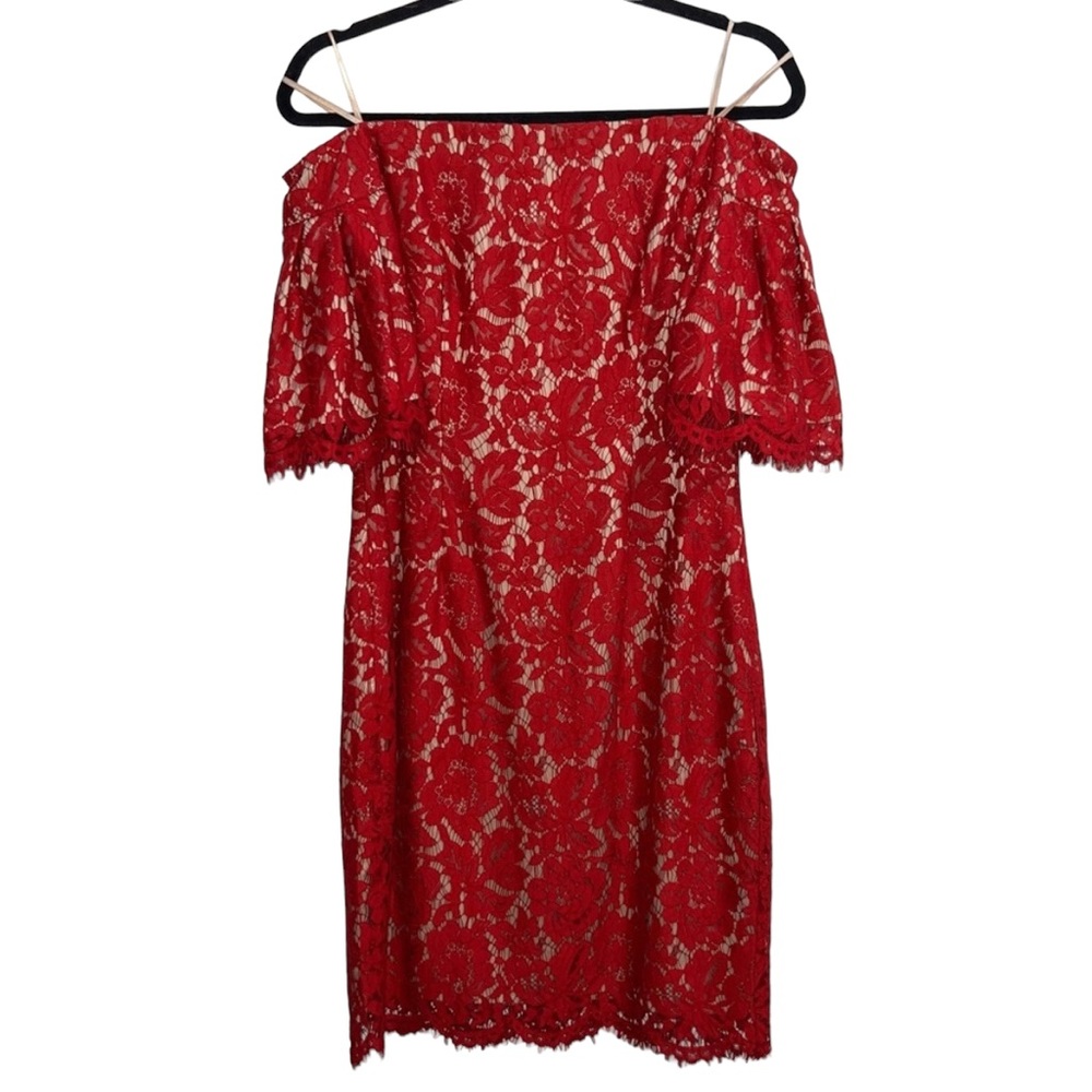 NWT Eliza J Red Lace Off The Shoulder Dress